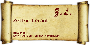 Zoller Lóránt névjegykártya